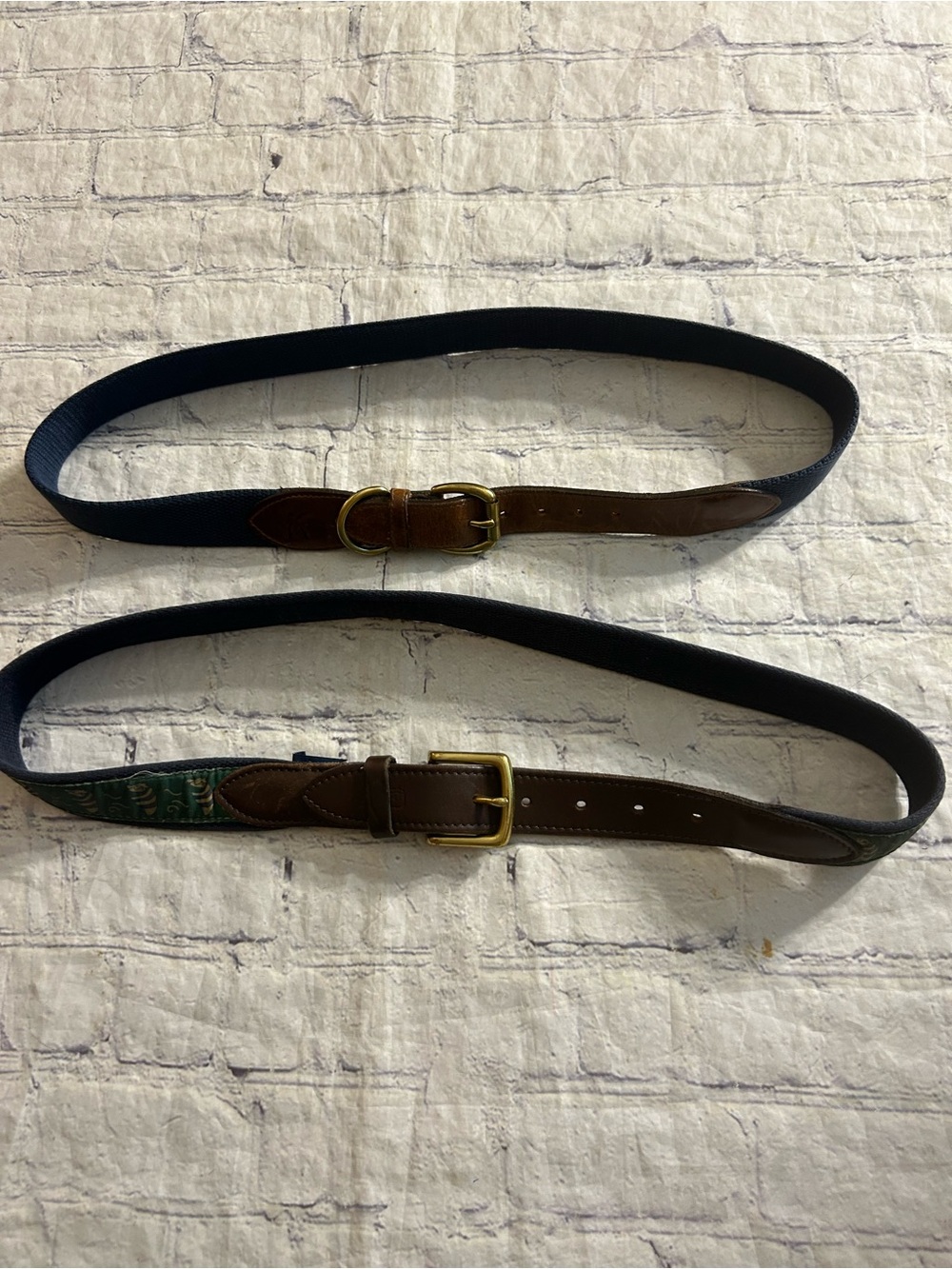 VINEYARD VINES SOLID BRASS BUCKLE NAVY/GREEN DETAILS & AMERICAN EAGLE NAVY BELT - Picture 16 of 16